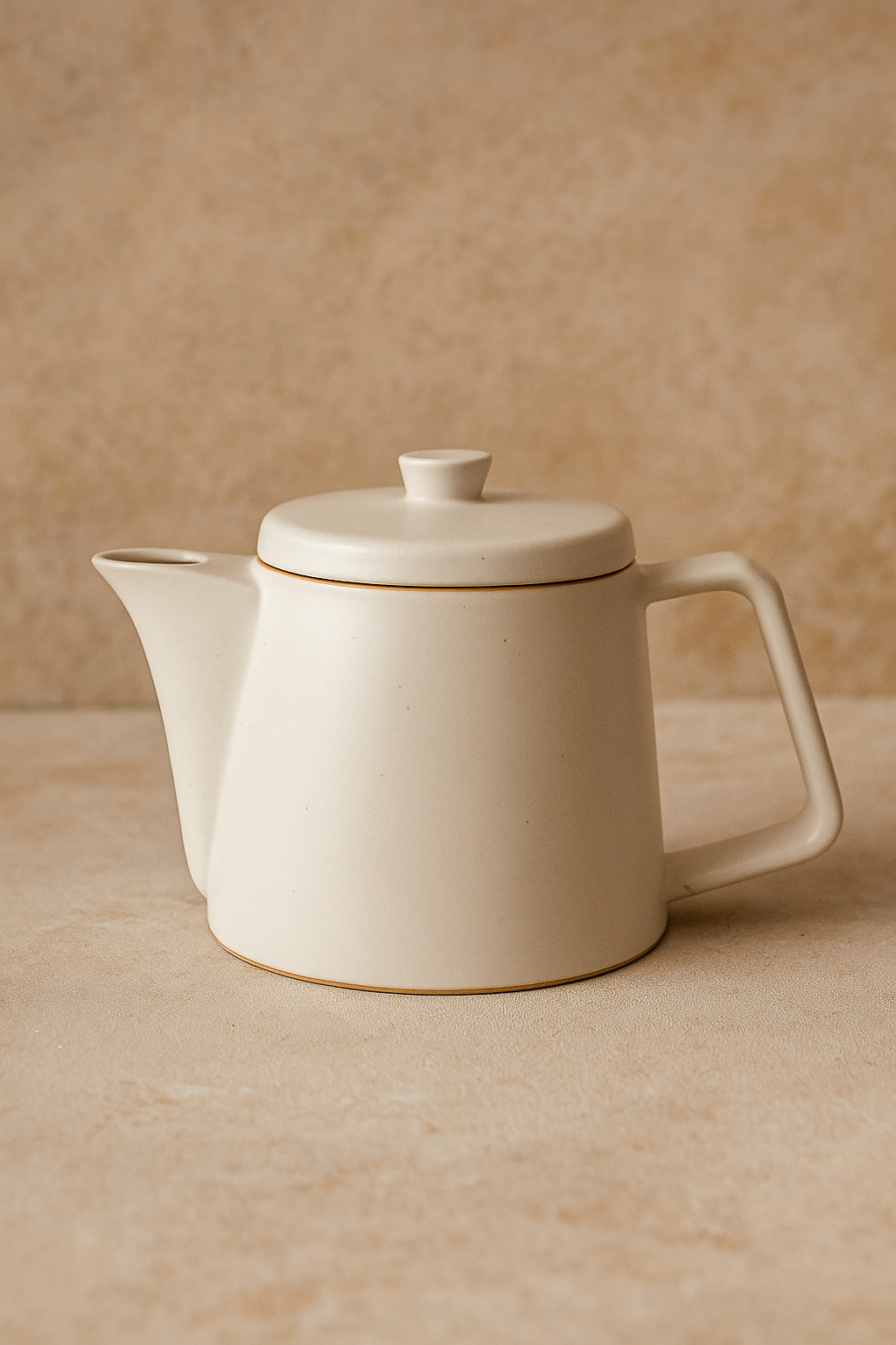White Stone Mino Ware Teapot 500ml, angular stoneware teapot